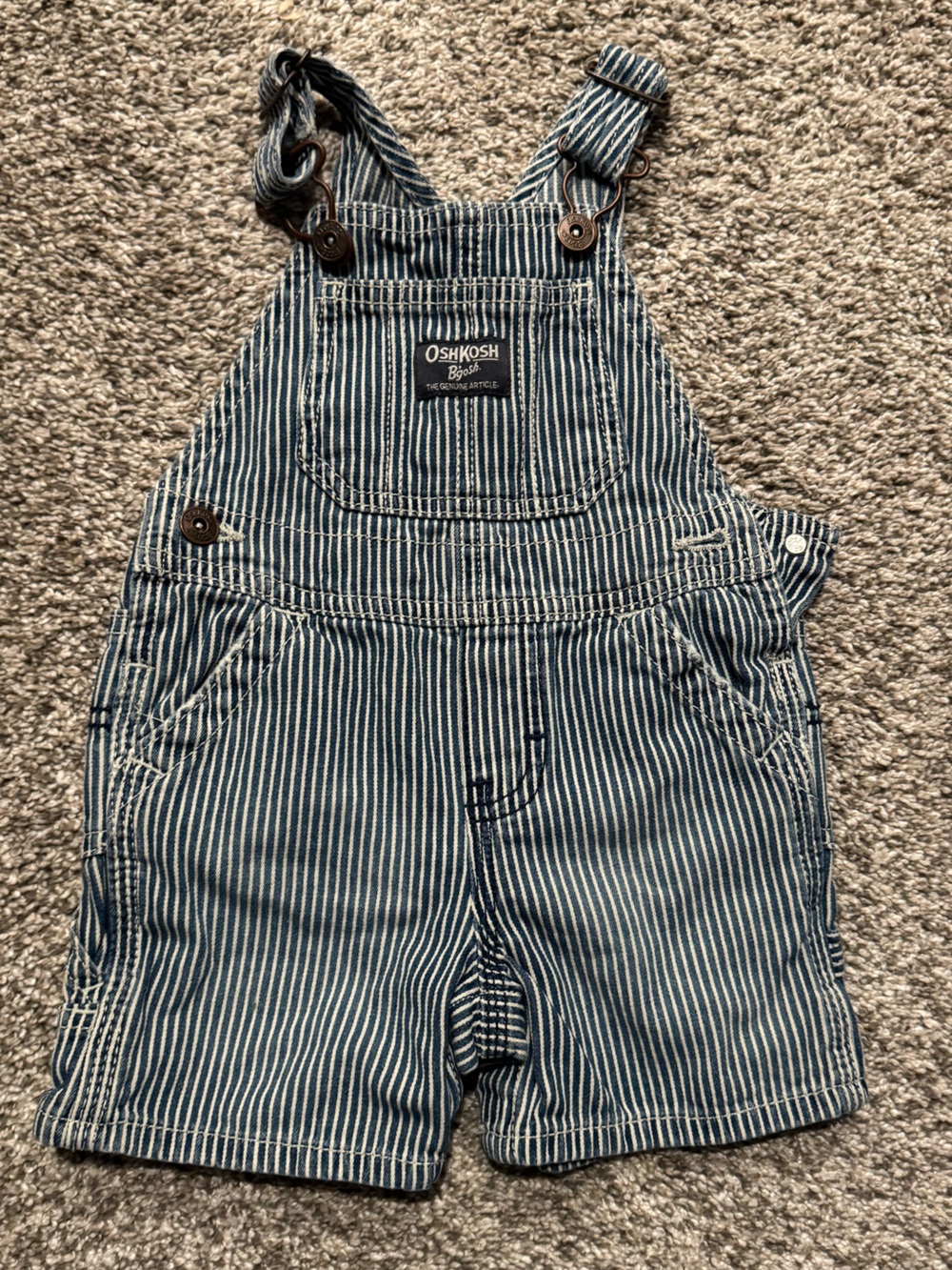 OshKosh B'gosh Navy and White Striped Baby Overalls